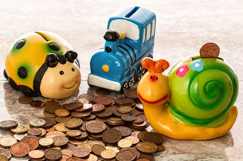 pennies with toy banks